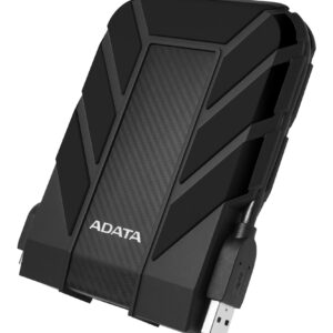 JFM Technology Close up of a black adata rugged usb flash drive with a textured central panel and angular protective housing