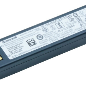 Rechargeable Li ion battery pack with USB contacts and labeling from Honeywell shown at an angle on a white background