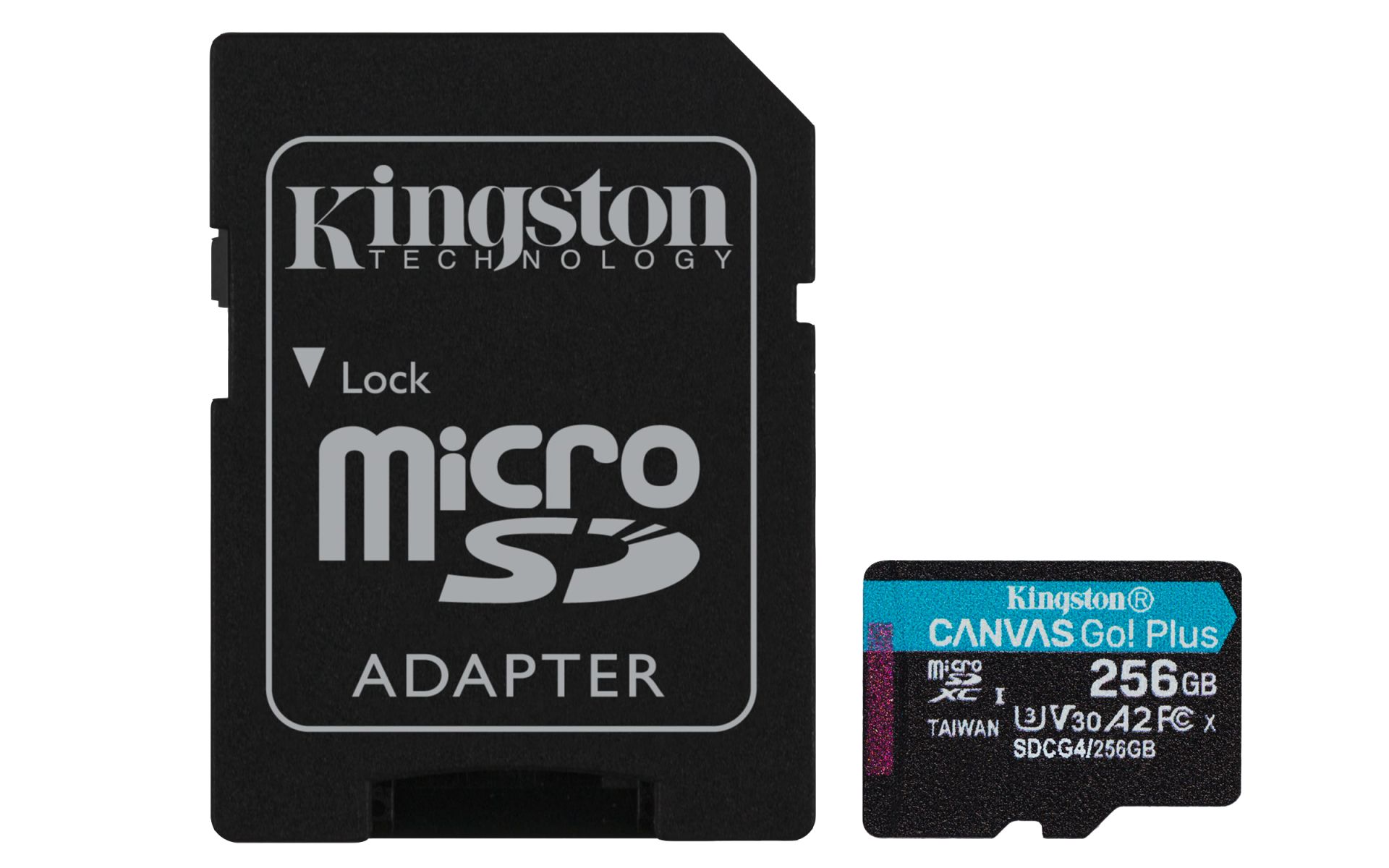JFM Technology Kingston memory adapter with a microsd card beside it on a white background