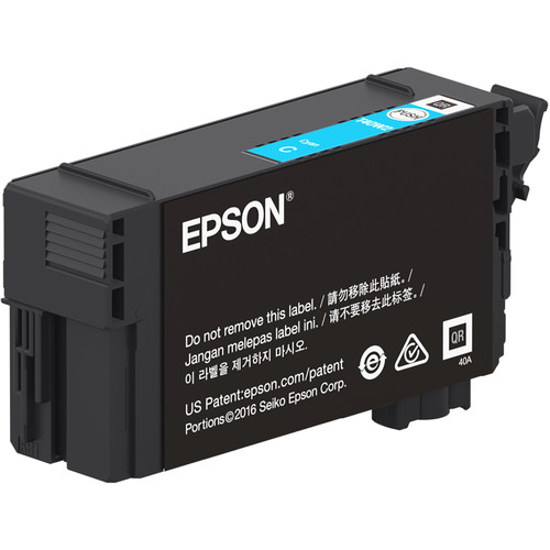 JFM Technology Epson toner cartridge with black body and blue label on top shown at an angled side view