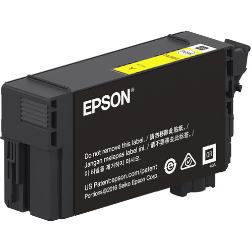 JFM Technology Black epson toner cartridge with yellow top label and printed branding shown from the side for printer compatibility