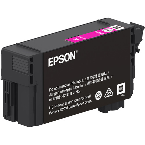 JFM Technology Epson black toner cartridge with white Epson logo and label text facing upward angled view