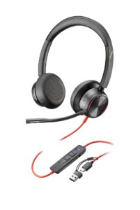Audífono HP Poly Auriculares estéreo USB-C Poly Blackwire 8225 con certificación de Microsoft Teams + adaptador USB-C/A