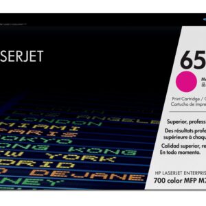 Hp laserjet 651a magenta print cartridge box featuring brand logo and product info