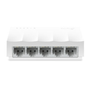 White multi port modular connector block with six sockets front view a passive network patch panel component