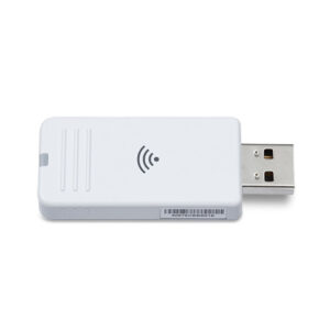 JFM Technology White usb wireless adapter with a wifi signal icon on its surface