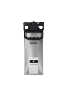 JFM Technology Epson printer inktoner cartridge with a silver body and black top shown upright and ready for replacement