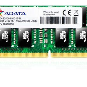 JFM Technology ADATA 16GB DDR4 SO DIMM RAM module on a green PCB with a white label and gold edge connector