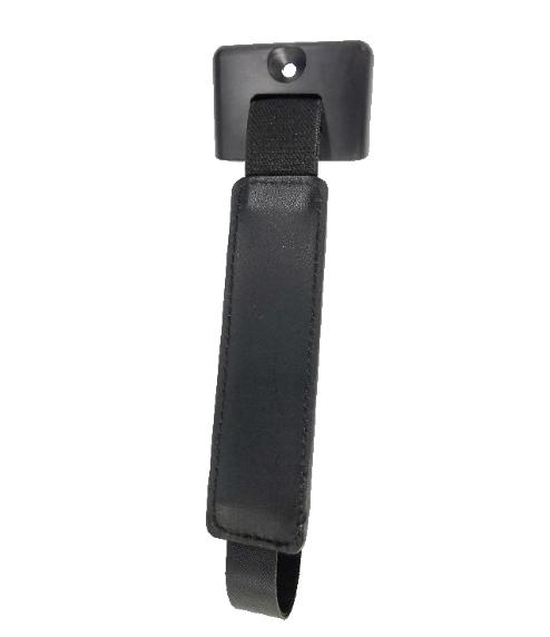 JFM Technology Black leather strap with a padded center and a square metal mounting plate at the top likely a camera or bag strap used to carry or attach items