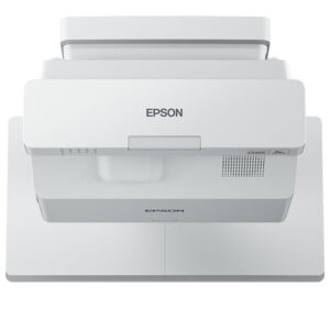 JFM Technology Top down view of a white epson all in one printer with scanner lid visible on a flat surface
