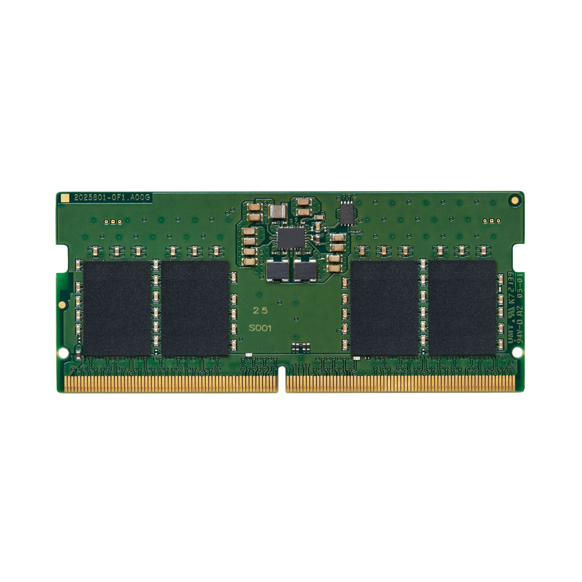 JFM Technology Close up of a green printed circuit board showing a gold edged connector along the bottom and numerous surface mount components above it typical of memory or expansion modules