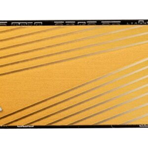 JFM Technology Adata m 2 nvme solid state drive with a gold heat dissipating cover and the adata logo visible on a black pcb edge