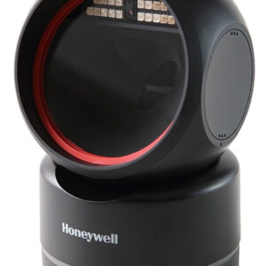 JFM Technology Honeywell security camera with a circular lens and red inner ring on a black pedestal2