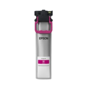 Epson magenta toner cartridge standing upright for an Epson printer