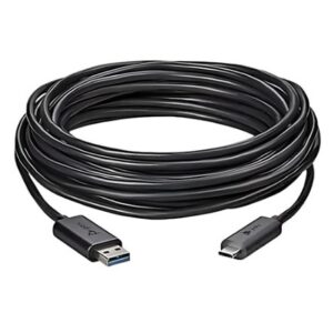 Coiled USB A to USB C chargingdata cable with dual ended connectors used for devices and chargers