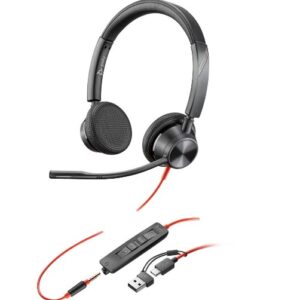 Gaming headset with adjustable microphone and inline usb control dongle for pc use