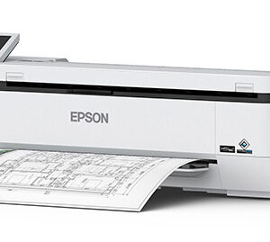 Epson wideformat printer printing a technical blueprint on a sheet exiting the printer
