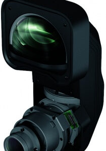 JFM Technology Industrial imaging camera with a large lens and green lit sensor shown in an angled view