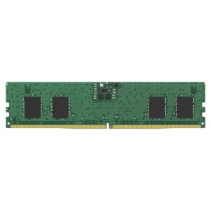 Green RAM memory module with gold edge connector and black memory chips along the bottom edge
