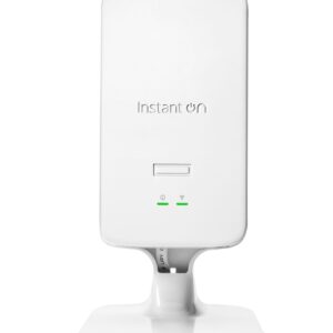 White rectangular instant on device with two green status leds on the front mounted on a pedestalstand