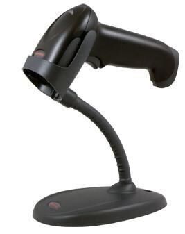 JFM Technology Barcode scanner on a flexible stand at a checkout counter ready to scan items for POS Readable and concise for accessibility