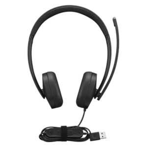 Wired over ear USB headset with microphone black include inline mic boom and USB connector