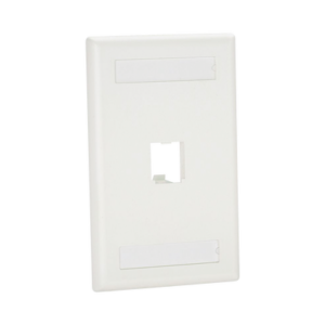PANDUIT CFPL1IWY Placa de Pared Vertical Clásica, Salida Para 1 Puerto Mini-Com, Con Espacios Para Etiquetas, Color Blanco Mate