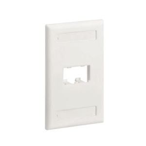 PANDUIT CFPL2IWY Placa de Pared Vertical Clásica, Salida Para 2 Puertos Mini-Com, Con Espacios Para Etiquetas, Color Blanco Mate