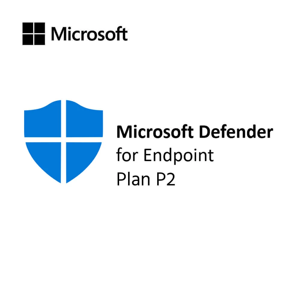 CFQ7TTC0LFLX009T1 JFM Technology Microsoft logo followed by text Microsoft Defender for Endpoint Plan P2 with a blue shield emblem to the left
