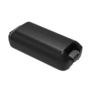 Small black rectangular rechargeable battery pack with a micro USB charging port on one end