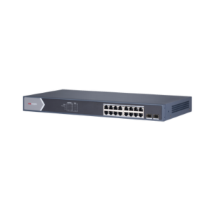 HIKVISION DS-3E1518P-SI Switch Gigabit PoE+ / Administrable / 16 puertos 10/100/1000 Mbps PoE+ / 2 puertos SFP / configuración remota desde Hik-ProConnect / PoE hasta 250 metros / 225 W