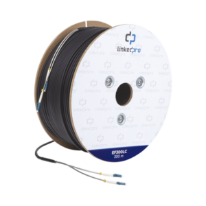 LINKEDPRO BY EPCOM EF-300-LC Carrete de Fibra Óptica Monomodo con conectores LC-LC Duplex, Reforzada con Kevlar, de 300 metros