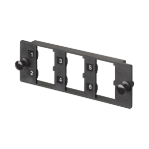 PANDUIT FMP6 Placa Modular FAP de 6 Puertos Mini-Com, Acepta Módulos de Fibra Óptica, Cobre o Audio y Video, Color Negro