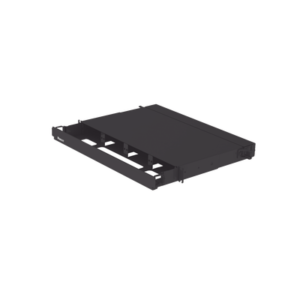 PANDUIT FRE1UBL Panel de Distribución de Fibra Óptica, Acepta 4 Placas FAP o FMP, Bandeja Deslizable, Hasta 96 Fibras, Color Negro, 1UR
