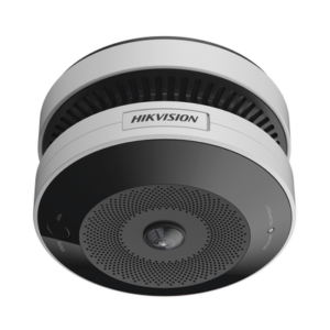HIKVISION HF-VS409 Mini Fisheye IP 4 Megapixel con Detector de Humo / Autónomo / Entrada y Salida de Alarma / 15 mts IR / PoE / WDR 120 dB / Alarma de 85 dB / Onvif / Batería de respaldo incluida
