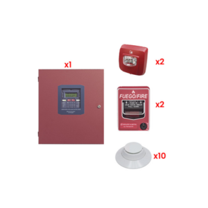 FIRE-LITE KIT-ES50XI-10D-2E-2S Kit Panel de Detección de Incendio Direccionable / 50 Puntos en Cualquier Combinación de Detectores y Módulos / 2 NAC's / Sin Comunicador / Certificado UL