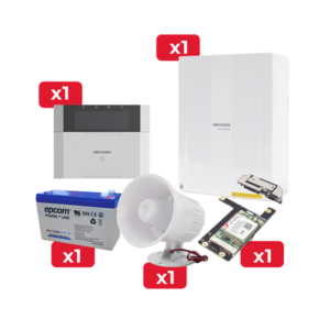 HIKVISION KIT-H64T-SB3G Kit de Alarma DSPHA64LP / Teclado / Sirena / Comunicador 3G/4G / Batería de Respaldo