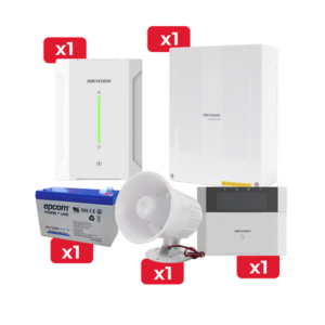 HIKVISION KIT-H64T-SBEC Kit de Alarma DSPHA64LP / Teclado / Sirena / Expansor de Zonas Cableadas / Batería de Respaldo