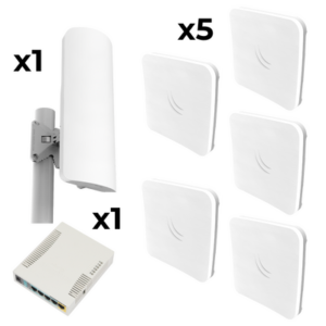 MIKROTIK KIT-SMALLWISP RouterBoard, 5 Fast Ports, 1 USB Port, WiFi 2.4 GHz 802.11 b/g/n + ACCESS WITH INTEGRATED ANTENNA + CPE WITH INTEGRATED ANTENNA
