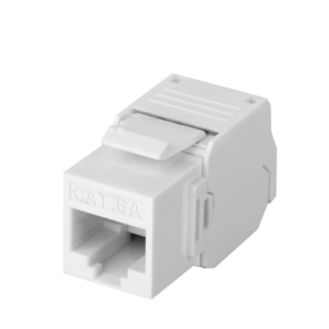 LINKEDPRO BY EPCOM LP-KJ-6A-TTWH Módulo Jack Keystone Cat6A (toolless), con terminación en ángulo 180 º Color Blanco, Compatible con Faceplate y Patchpanel Linkedpro