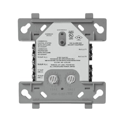 JFM Technology Back of a wall mounted electrical module with terminal screws for wiring and a metal mounting frame