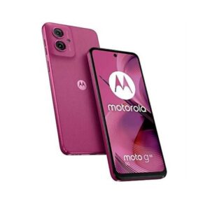 Two pink motorola smartphones shown from front and back highlighting the glossy pink finish and motorola logo on the screen