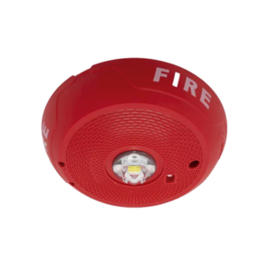 SYSTEM SENSOR PC2RLED Sirena con Lámpara LED Estroboscópica / 2 Hilos / Montaje en Techo / 15 Hasta 177 Candelas / Temporal 3 Alto y Bajo / Tamper Integrado / Texto en Español / Color Rojo