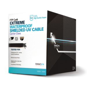 LINKEDPRO BY EPCOM PRO-CAT-6-EXT Bobina de cable de 305 Metros Cat6+ CALIBRE 23 Exterior Blindado tipo FTP para CLIMAS EXTREMOS, UL, color Negro,