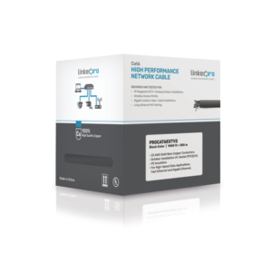 LINKEDPRO BY EPCOM PRO-CAT-6-EXT-V2 Bobina de cable de 305 Metros Cat6+ CALIBRE 23 Exterior Blindado tipo FTP para CLIMAS EXTREMOS, UL, color Negro,