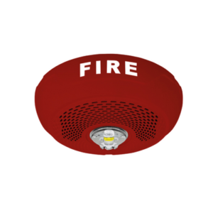 SYSTEM SENSOR SPSCRLED Bocina con Lámpara LED Estroboscópica / 2 Hilos / Montaje en Techo / 15 Hasta 117 Candelas / 1/4, 1/2, 1 y 2 W / Tamper Integrado / Texto en Inglés / Color Rojo