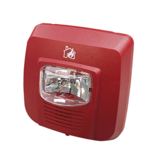 SYSTEM SENSOR SYSHS Sirena con Lámpara Estroboscópica a 2 Hilos / Montaje en Pared / Color Rojo / UL / 15, 75 y 115 Candelas / Temporal 3 Alto y Bajo / Modo Continuo