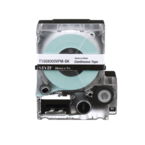 PANDUIT T150X000VPM-BK Casete de Etiquetas de Vinilo de Cinta Continua, Color Negro Sobre Blanco, Uso Interior/Exterior, 36 mm (1.5 in) de Ancho x 7.6 Metros de Largo