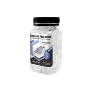 LINKEDPRO BY EPCOM TC6-PASS Bote con 100 Plugs Pass through RJ45 Cat6 sin blindaje, chapado de oro a 30 micras para durabilidad extrema