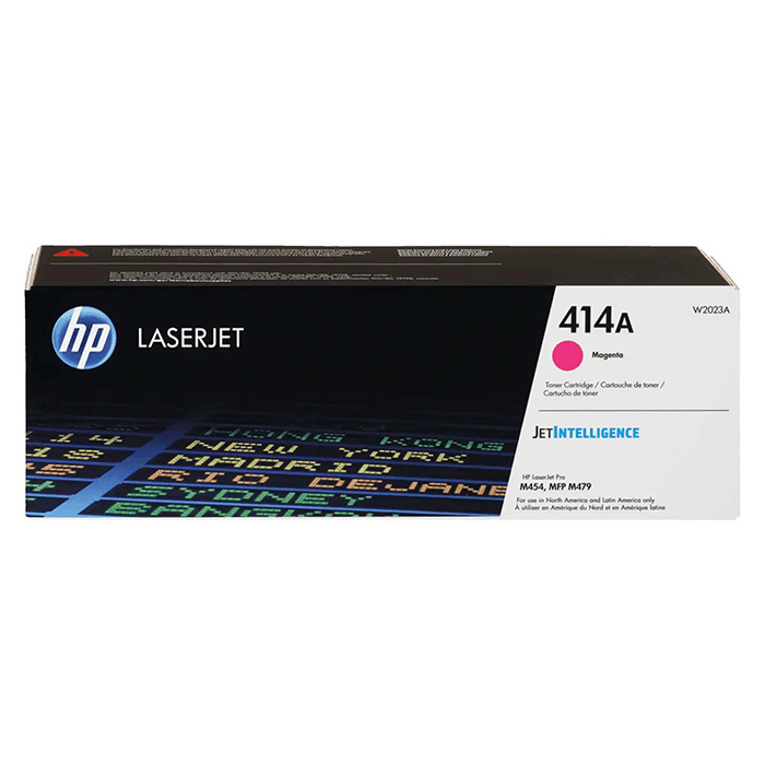 JFM Technology Hp laserjet 414a magenta toner cartridge box with jetintelligence branding